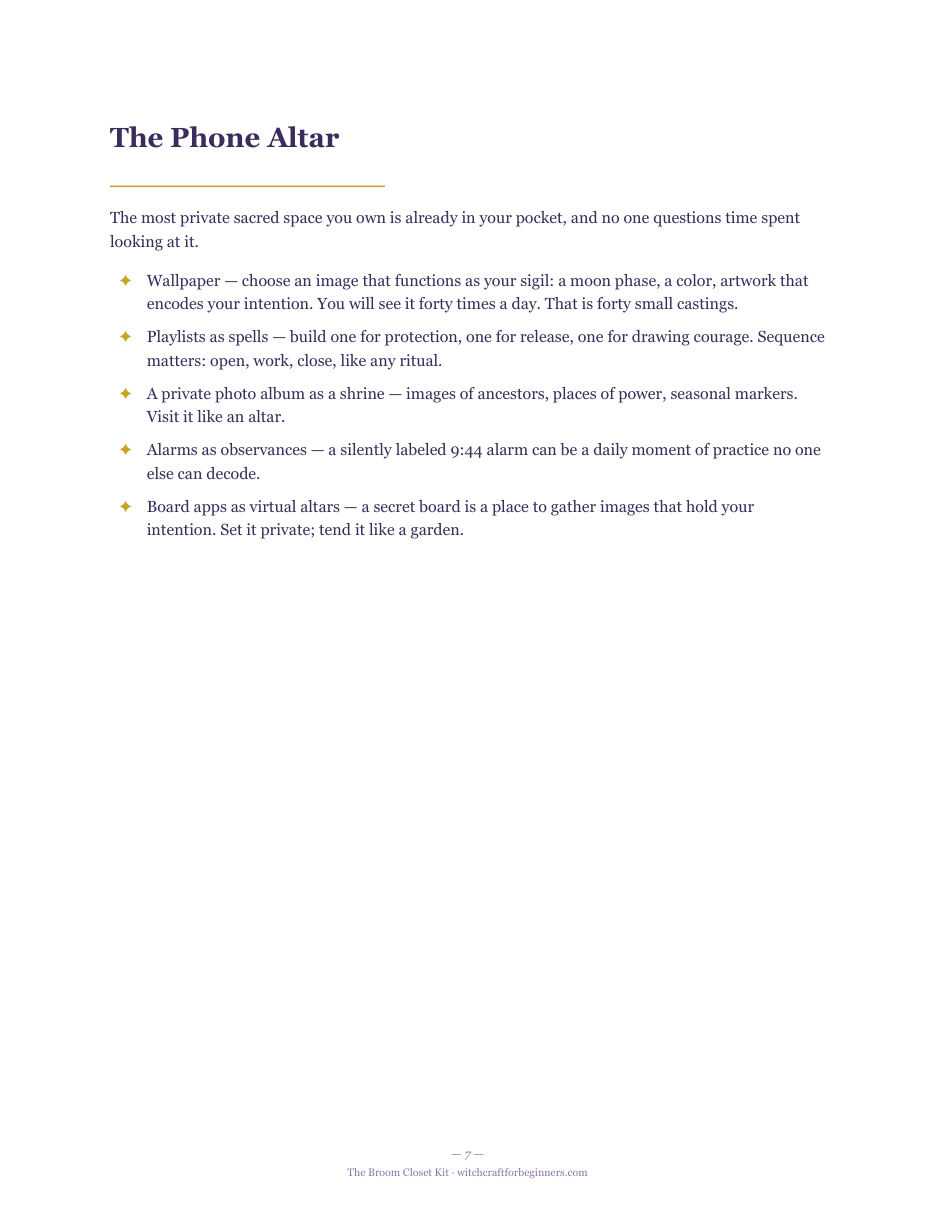 Interior page from The Broom Closet Kit